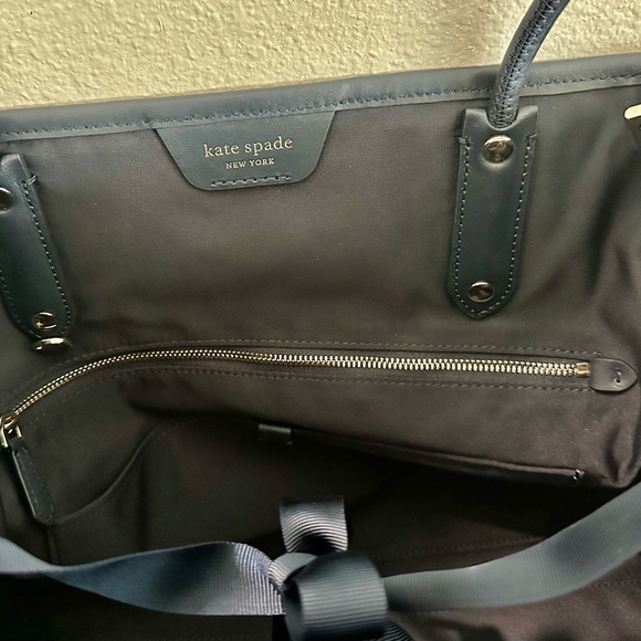New w/o tags Kate Spade ♠️ Lg Flower Jacquard Stripe Everything Blue Tote 👜 - Picture 7 of 13